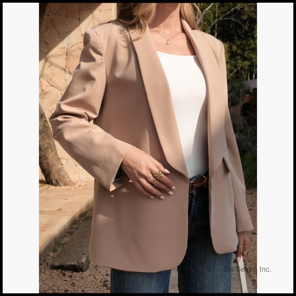 Soft Polyester Viscose Elastane Blazer Shawl Coll… - image 6